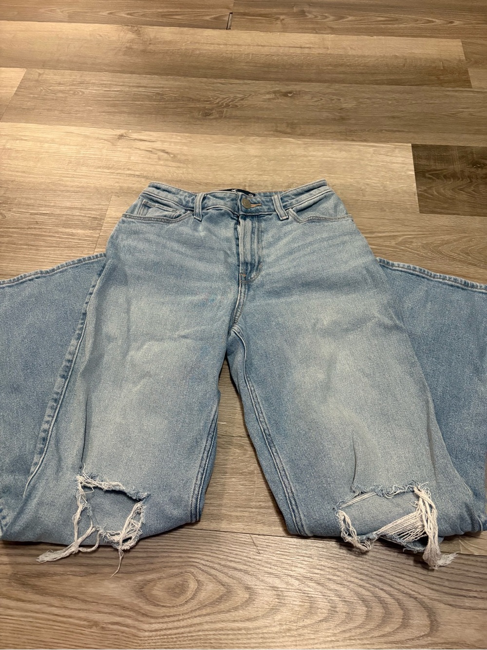 Hollister Light Blue Boyfriend Jeans with Knee Rips